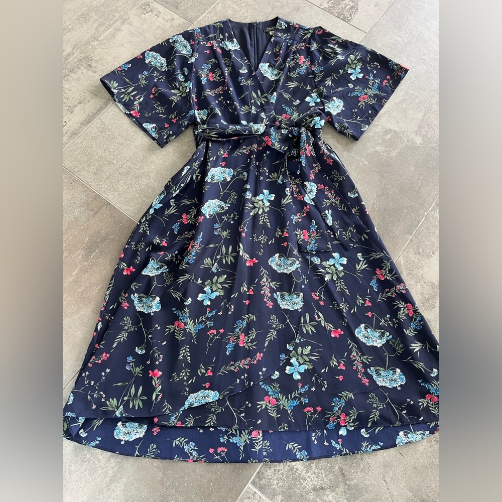 Tahari Kimono Style Dress Navy Sz:10